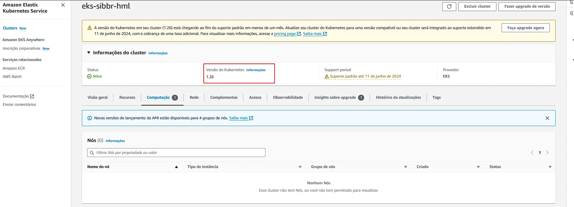 AWS EKS console